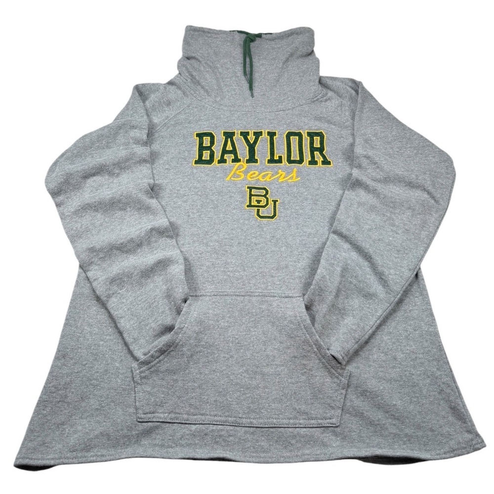Colosseum Baylor Bears Pullover Women XL Gray Funnel Neck Fleece Sweatshirt